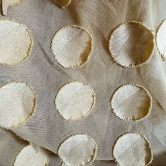 ASOS Thin Straps High Thigh Slit Cowl Neck Pale Yellow Textured Circle Dress - Picture 6 of 16